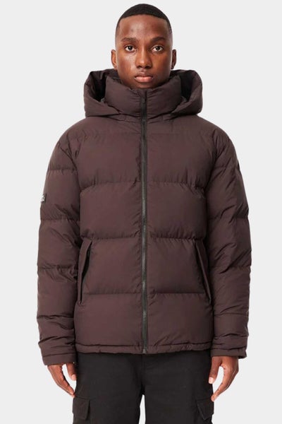 Huffer Mens Block Down Jacket in Cocoa Carousel 1