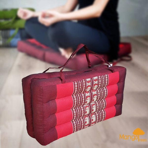 [MANGO TREES] 2-Fold Foldable Zabuton Meditation Cushion RedEle Carousel 1
