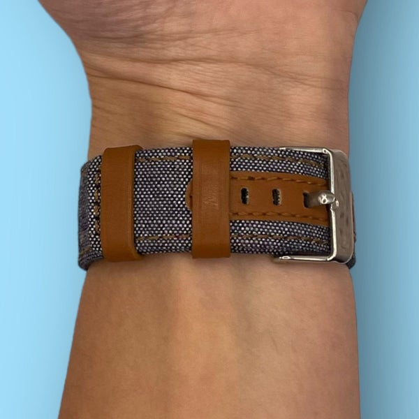 Denim & Leather Watch Straps Compatible with the Xiaomi Mi Watch Smartwatch Carousel 15