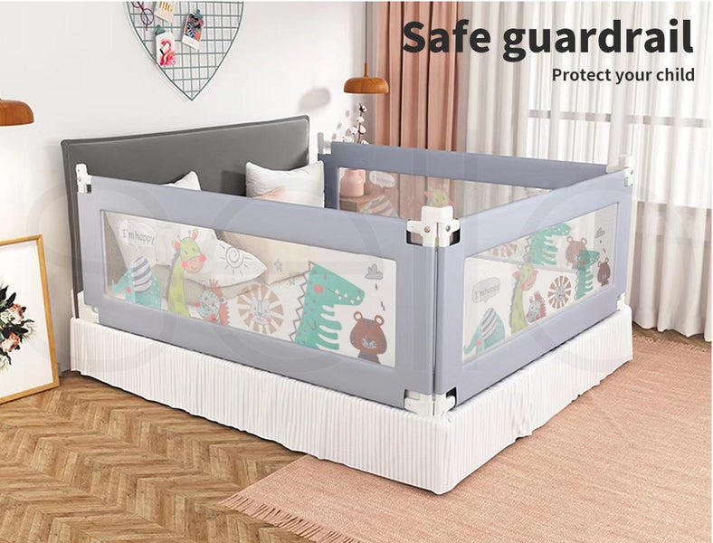 Bopeep Kids Baby Safety Bed Rail Guard Adjustable Folding Child Toddler L Grey Carousel 2