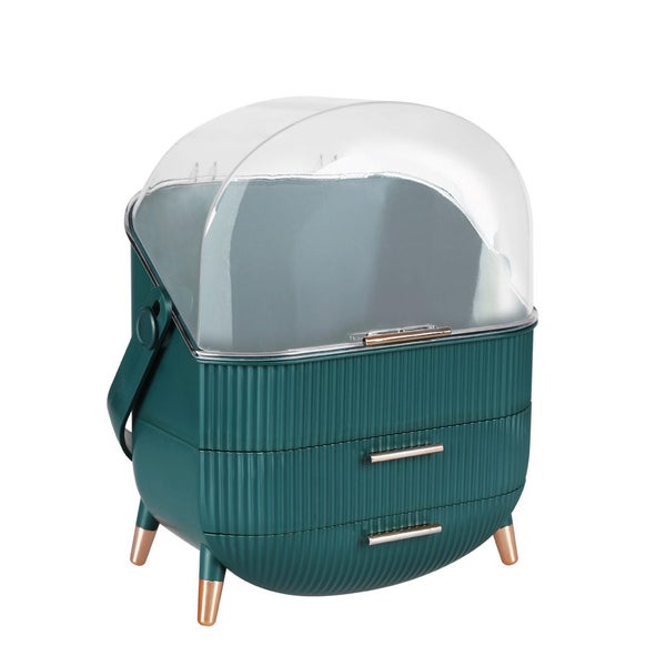 Makeup Storage Case Cosmetic Organiser Drawer Jewellery Stand Holder Green Carousel 1