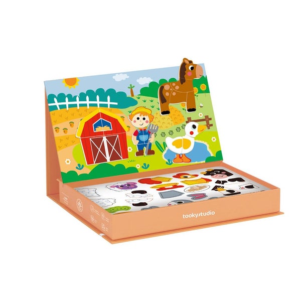 Tooky Toy Magnetic Puzzle Pieces Kids Children Toy Travel Playset Box Farm 3+ Carousel 1