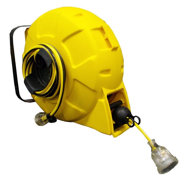 Ultracharge 15m Auto-Retractable Mountable Extension Reel Lead 10A Cable Yellow Carousel 1