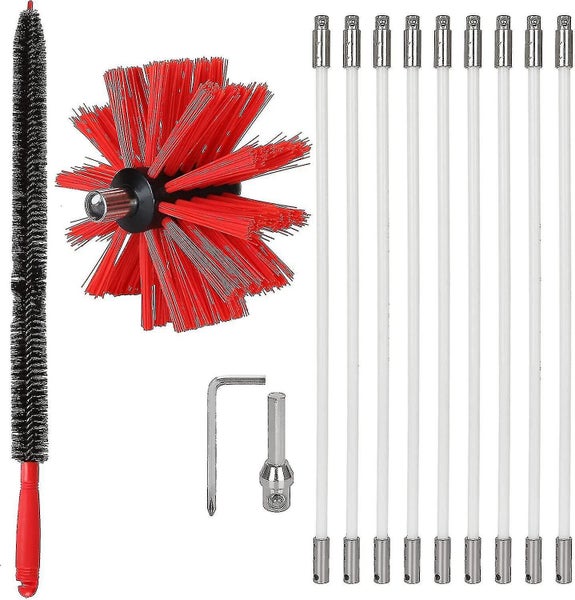 Chimney Sweeping Kit 3.6m - Adjustable Nylon Chimney Cleaning Brush 100mm - Duc Carousel 1