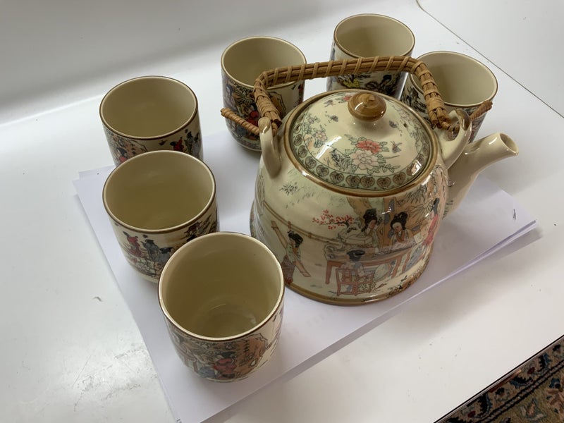 YUNOMI - Old JAPANESE TEA SET - TEAPOT with 6 TEACUPS - DECORATIVE - Carousel 2