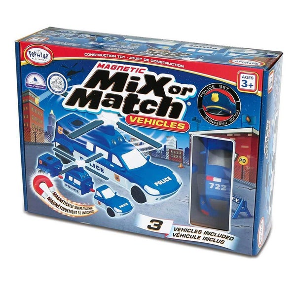 Popular Playthings Mix or Match Police Car Vehicle Kids Toddler Building Toy 3y+ Carousel 1