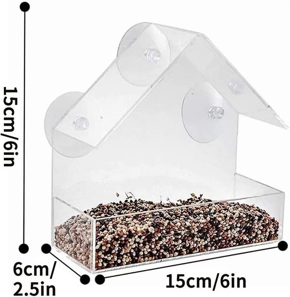 Window Bird Feeder Roof Shape Transparent Acrylic Hanging Suction Bird Cage, De Carousel 2