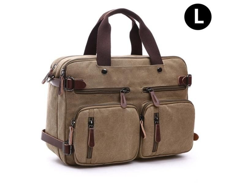 Men's Canvas Vintage Casual Briefcase Man Business Shoulder Messenger Carousel 1