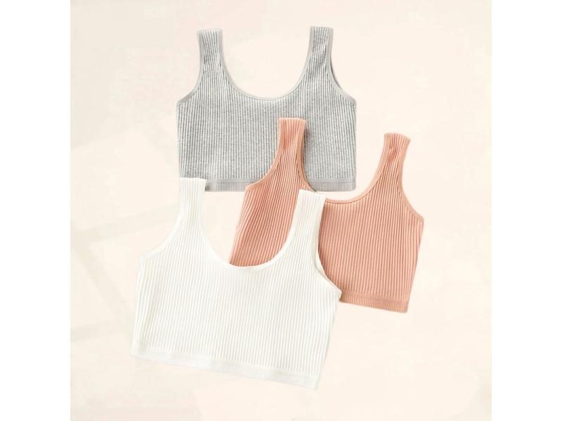 Cotton Teenage Girls Bras Underwear Tops Vests Solid Color Sport Bras For Young Carousel 1