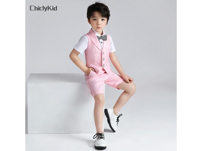 Boys Summer Candy Color Dress Sets Vest Shirt Shorts Carousel 2