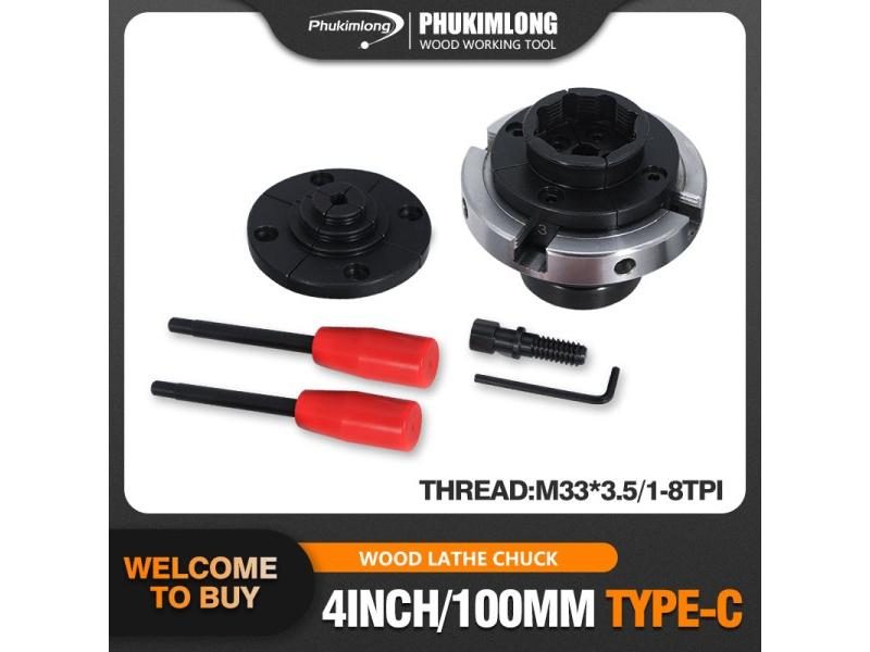 4 Inch Type-C 100mm 4-jaw Self Centering Wood Turning Lathe Chuck For Carousel 1
