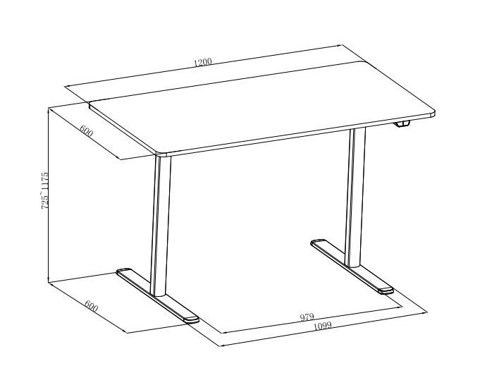 ECO Electric HEIGHT ADJUSTABLE STANDING DESK 1200×600 BLACK Carousel 8