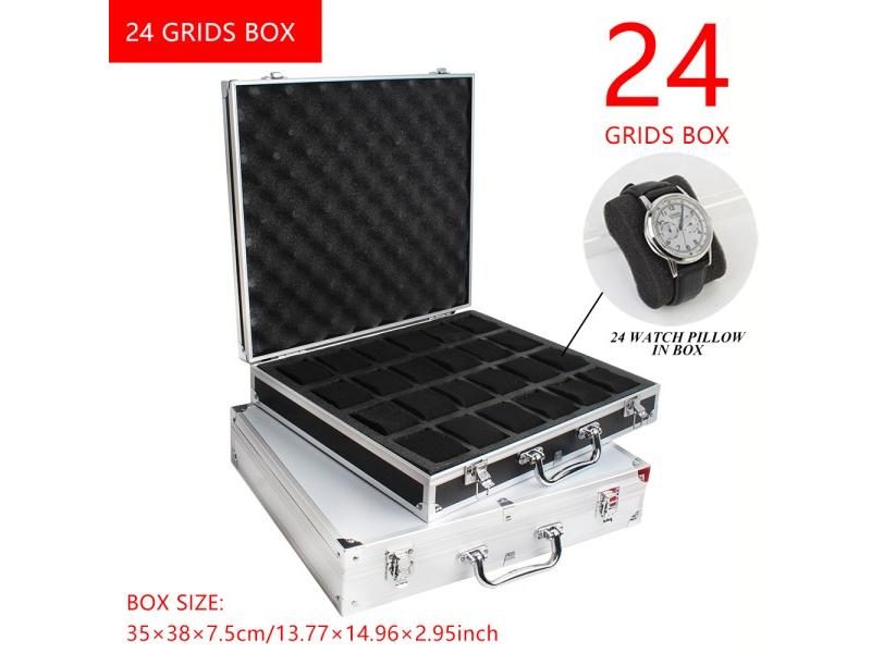 10/18/24 Grids Portable Aluminum Watch Case For Jewelry Watch Storage Carousel 2
