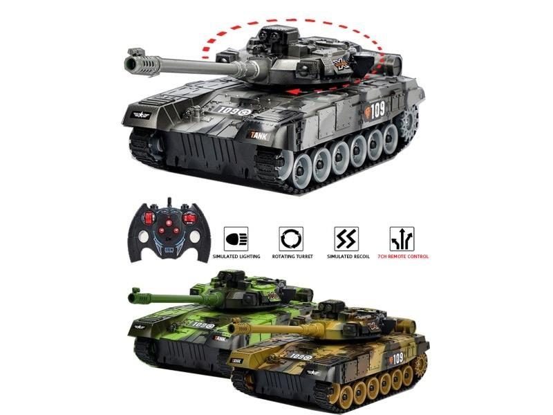 2.4G RC Tank German Tiger Russian T90 Military Battle Toy Car For Children Carousel 2