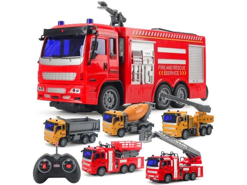 Remote Control Fire Truck Toy Model Toys For Boy RC Engineering Mixing Crane Carousel 2