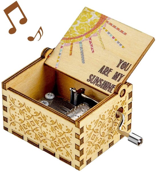 Your My sunshine Sunny Music Box Hand Crank Carved Wooden Musical Box Carousel 1