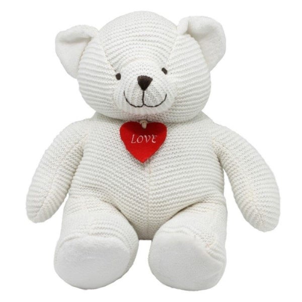 Large White Plush Bear with Heart Carousel 2