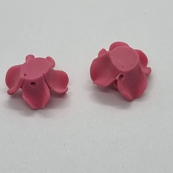 10pc Handmade Polymer Clay Pink Rose Beads Carousel 2