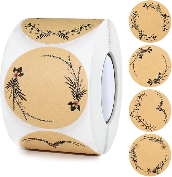 Labels Round Adhesive Stickers Kraft Paper Stickers Handmade Labels Gift Stic Carousel 1