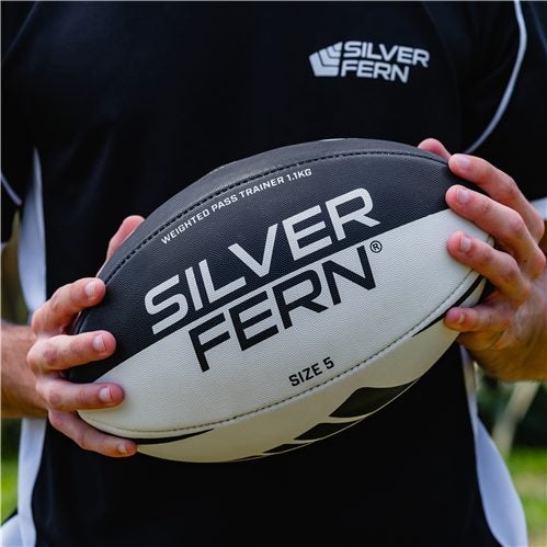 SILVER FERN WEIGHTED TRAINING PASSING RUGBY BALL 1.1KG Carousel 3