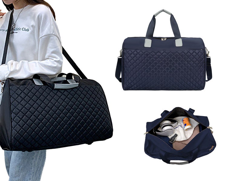 Travel Duffle Bag Carry On Cabin Bag Luggage Bag with Trolley Strap Blue Carousel 1