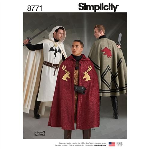 Simplicity Pattern 8771 Unisex Capes OS (ONE SIZE) Carousel 1
