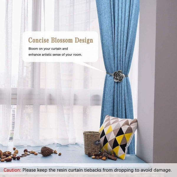 curtain Tiebacks With Magnetic Button 2 Pcs , Decorative Flower Shaped Magnetic Carousel 5