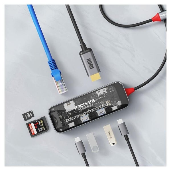 Promate 8-in-1 USB-C Hub - Transparent (TRANSHUB) Carousel 10