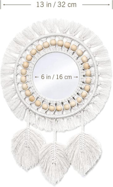 Wall Hanging Mirror With Fringe Round Wall Mounted Decorative Mirror Feather Pe Carousel 5