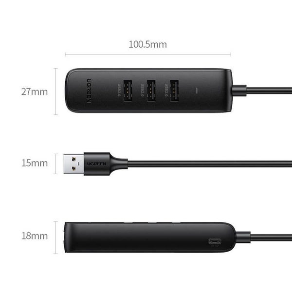 20984 Usb 2.0 To 3 X Usb2.0 With Rj45 (100Mbps) Ethernet Adapter (Black) USB Ca Carousel 2