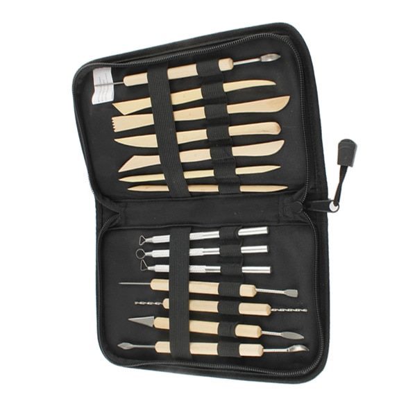 Pack of 14 Wooden Metal Pottery Clay Sculpture Handled Hand Crafts Tools Carousel 1