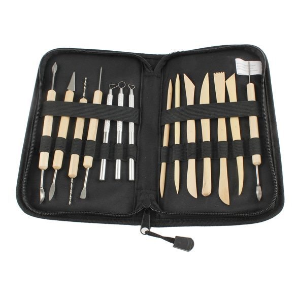 Pack of 14 Wooden Metal Pottery Clay Sculpture Handled Hand Crafts Tools Carousel 2