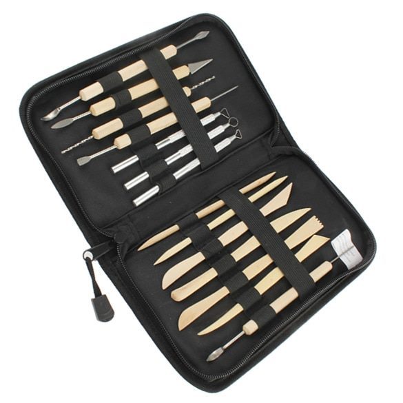Pack of 14 Wooden Metal Pottery Clay Sculpture Handled Hand Crafts Tools Carousel 3
