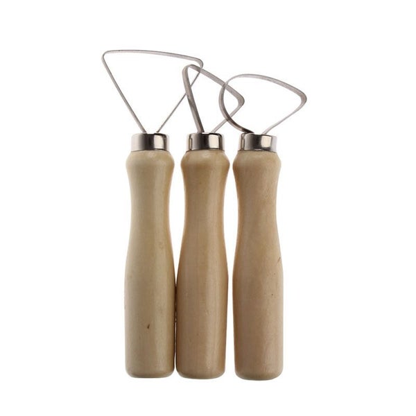 10 Pcs Wood Pottery Clay Sculpture Loop Tool with Stainless Steel Flat Wire Tool Carousel 3
