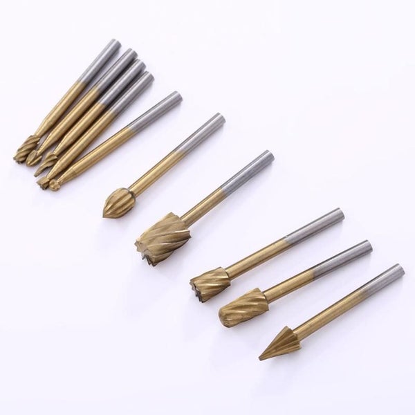 10pcs/Set Cutter HSS Titanium Dremel Routing Rotary Milling Cutter Tool Grinding Carousel 2