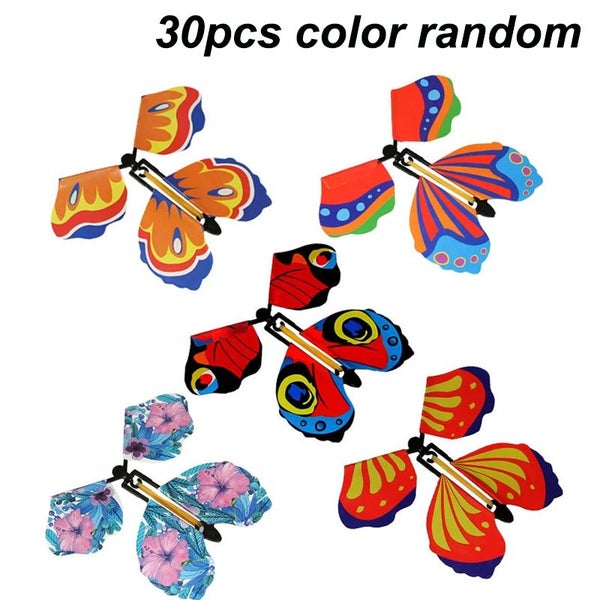 1-30PCS Random Color Magic Flying Butterfly Wind Up Toy Bookmark Carousel 1