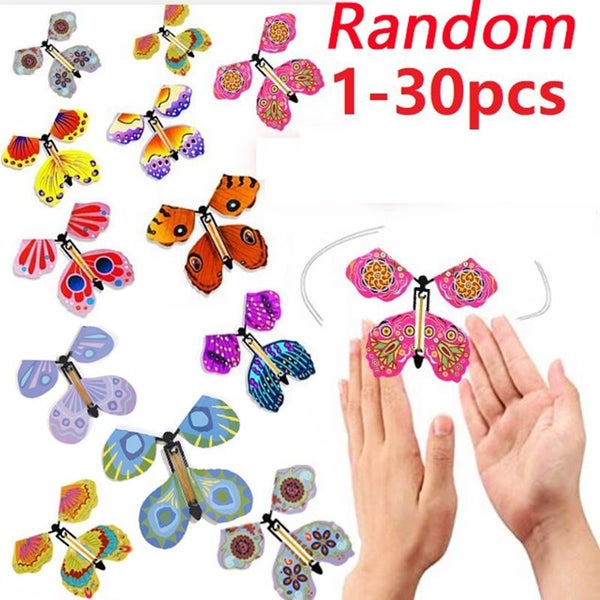 1-30PCS Random Color Magic Flying Butterfly Wind Up Toy Bookmark Carousel 2