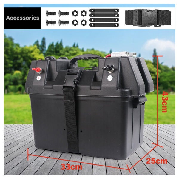 Horusdy 12V 100Ah Deep Cycle Battery Box Portable Power Storage Marine Solar Usb Carousel 2