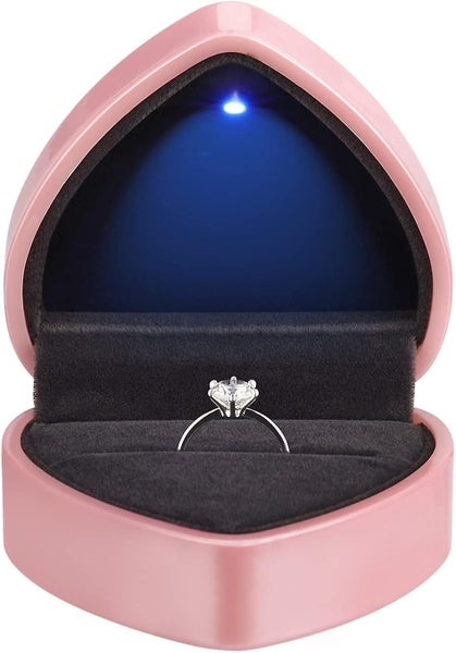 heart Shaped Ring Gift Box With Led Light, Velvet Earrings Jewelry Case With Li Carousel 1
