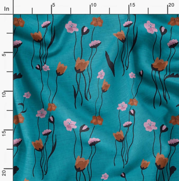 Soimoi Velvet White Fabric By the Yard - 54 Inch Wide - Florals, Leaves Print Carousel 2