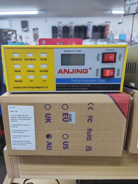 AJ-618C Full Auto Car Battery Charger 250V 12/24V LCD Display Pulse Repair Carousel 1