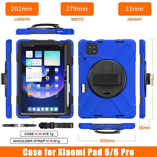 Onepiece Case for Xiaomi Pad 6 with Handle Strap Shoulder Strap -Blue Carousel 2