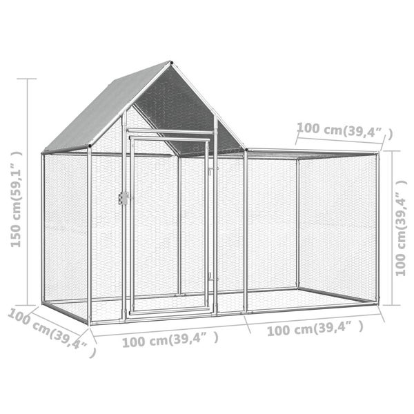 Chicken Coop 2X1x1.5 M Galvanised Steel Poultry Cages Carousel 2