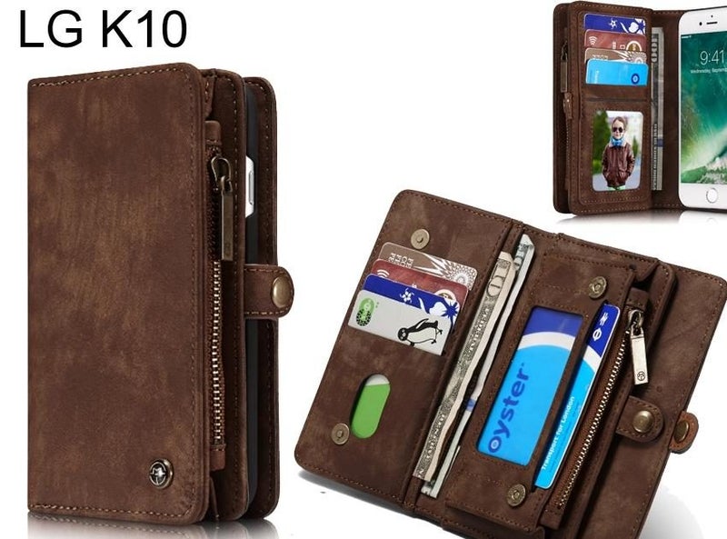 LG K10 Case Retro leather case multi cards cash pocket & zip Carousel 1
