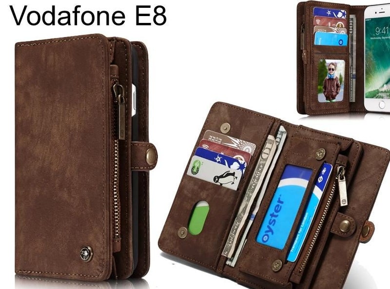 Vodafone E8 Case Retro leather case multi cards cash pocket & zip Carousel 1