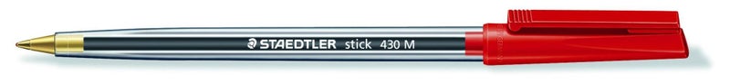 Staedtler 430 Ballpoint Pen Stick Medium Red x 10's pack Carousel 1