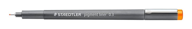 Staedtler Pigment Liner 0.3mm Tip Orange x 10's pack Carousel 1