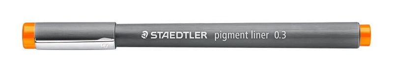 Staedtler Pigment Liner 0.3mm Tip Orange x 10's pack Carousel 2