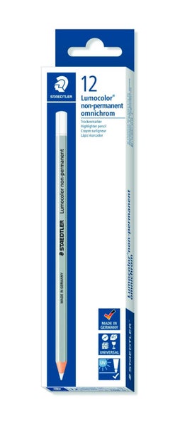 Staedtler Lumocolor Non-permanent Omnichrom Pencil White x 12's pack Carousel 3