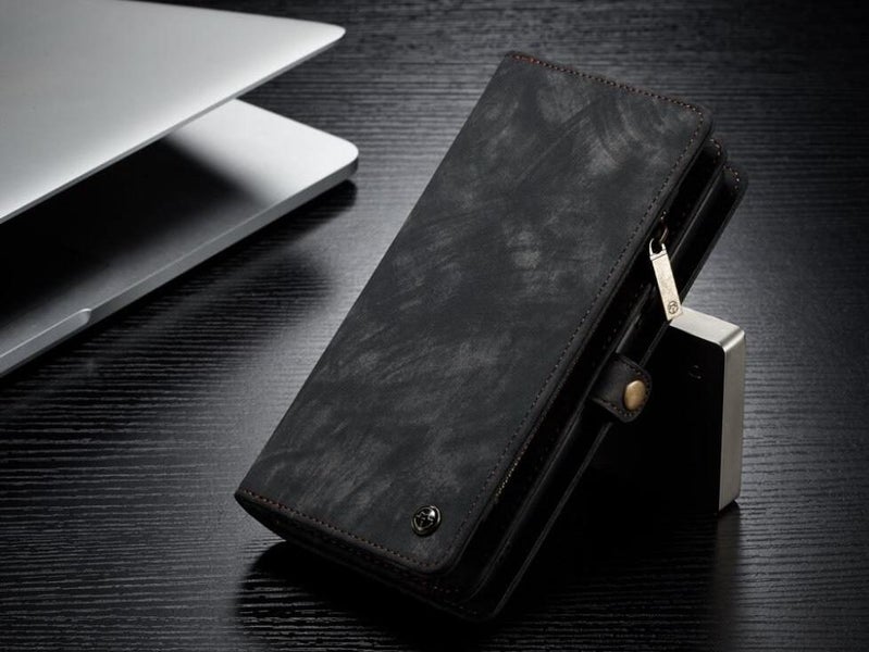 Moto M case Retro leather multi cards cash pocket & zip Carousel 2